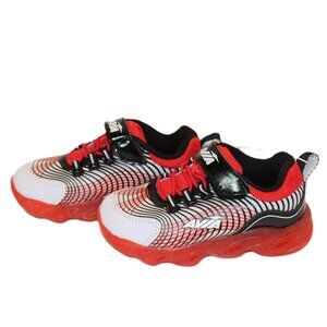 Avia Boys Sneakers Velcro Elastic Slip On Black Red White Size 9